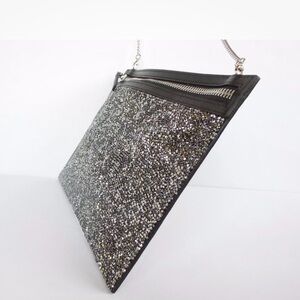 Swarovski Sparkle Silver Glam Crystal Calfskin Leather Purse  NWOT